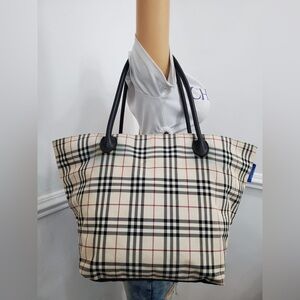 Plaid Tote Bag with Black Handles